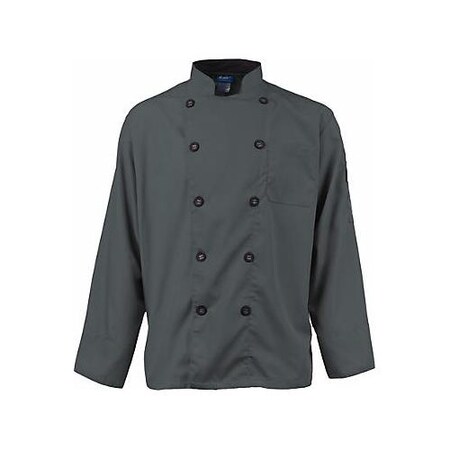 Kng Large Men's Active Slate Long Sleeve Chef Coat 2122SLBKL